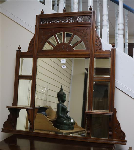 A late Victorian mahogany overmantel W.117cm